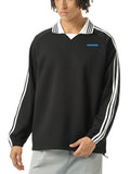 Striped Lapel Sweatshirt - Harven