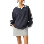 Striped Lapel Sweatshirt