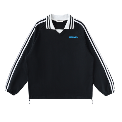 Striped Lapel Sweatshirt