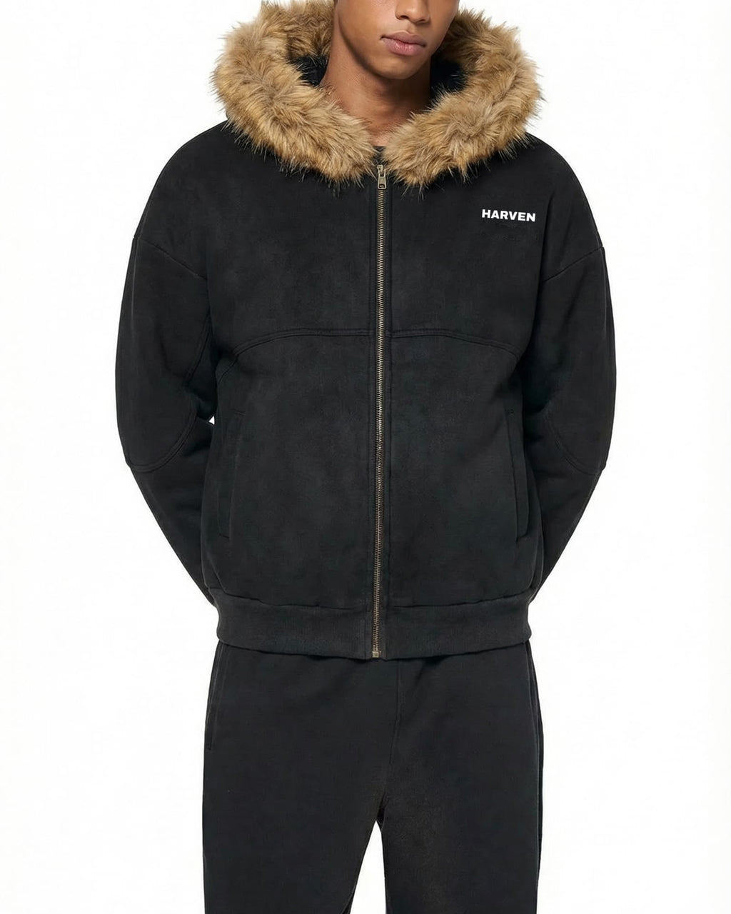 Sudadera con capucha y pelo
