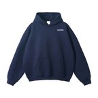 Navy blue hoodie with 'HARVEN' branding on a white background