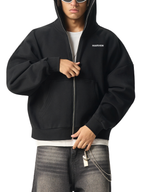 Fleeced Full-Zip Boxy Hoodie