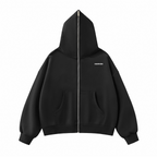 Fleeced Full-Zip Boxy Hoodie