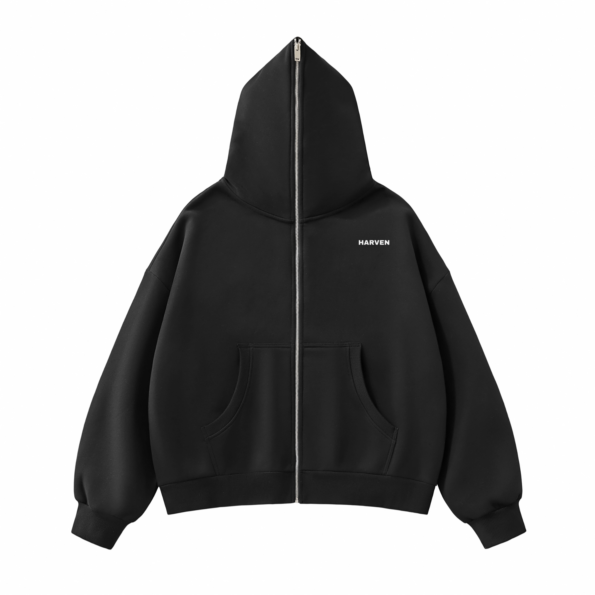 Fleeced Full-Zip Boxy Hoodie