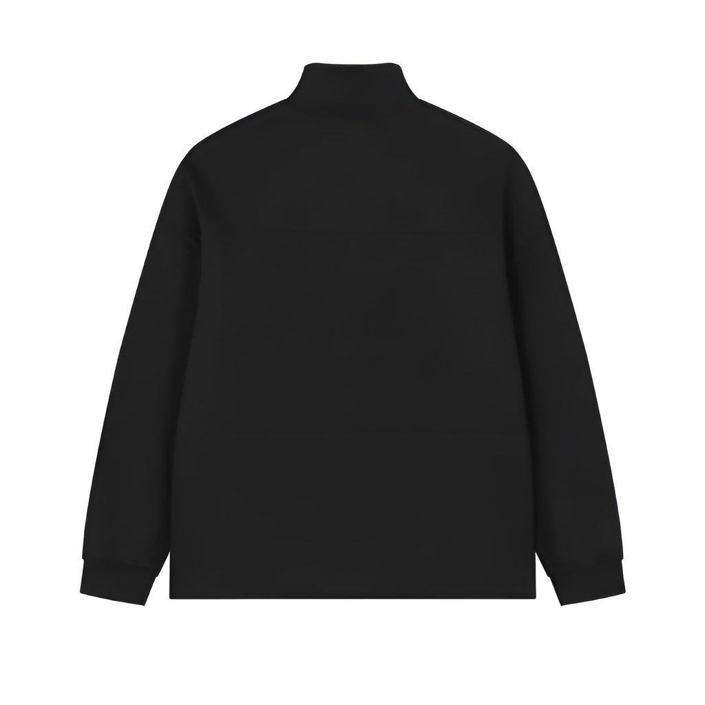 Black quarter-zip hoodie on a white background