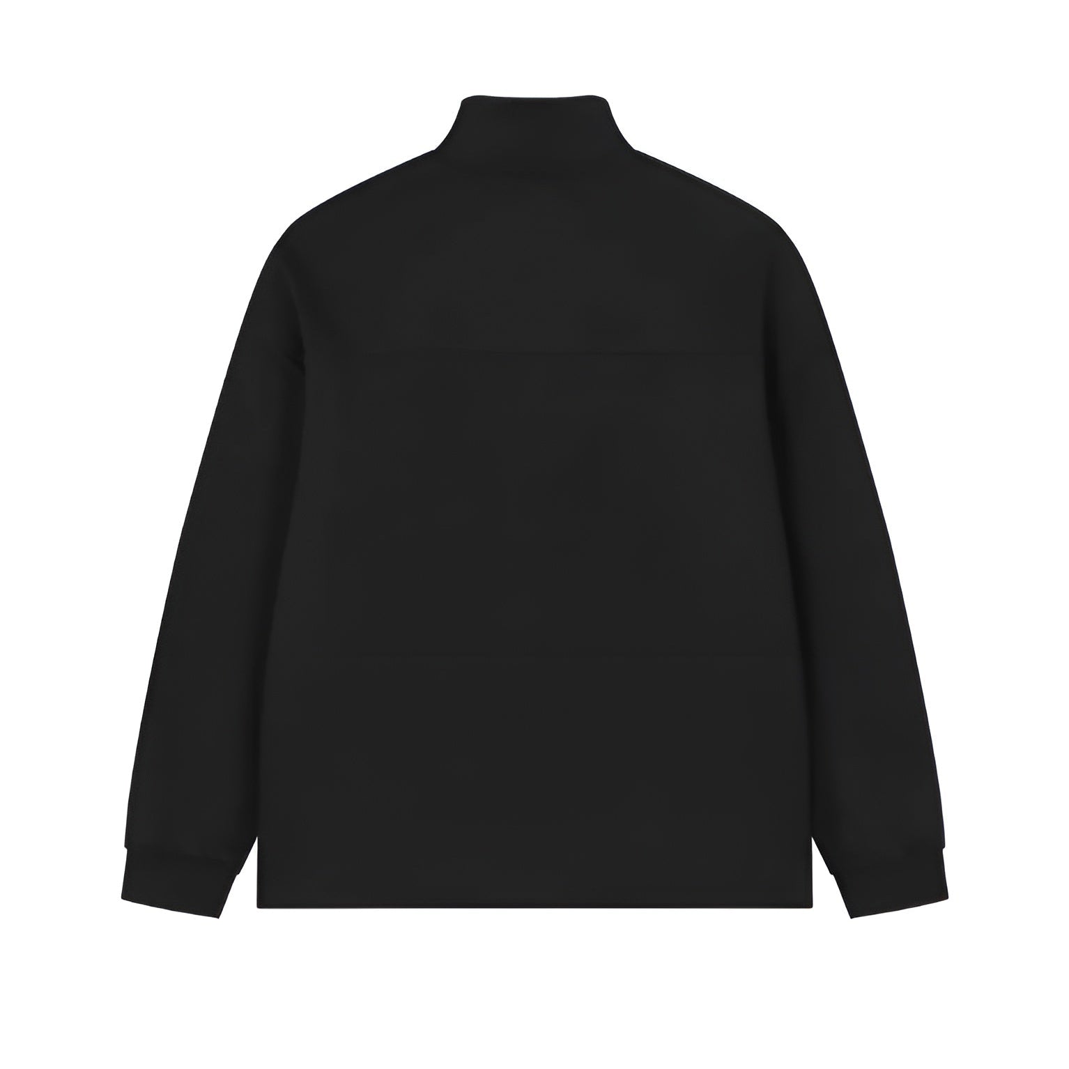 Black quarter-zip hoodie on a white background