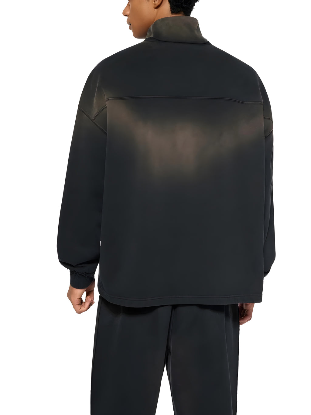 Faded Raw Edge Quarter-Zip