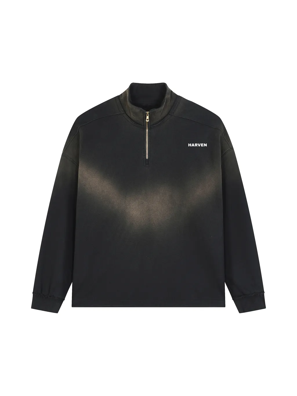 Faded Raw Edge Quarter-Zip