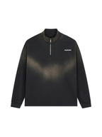 Faded Raw Edge Quarter-Zip