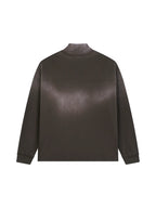 Faded Raw Edge Quarter-Zip