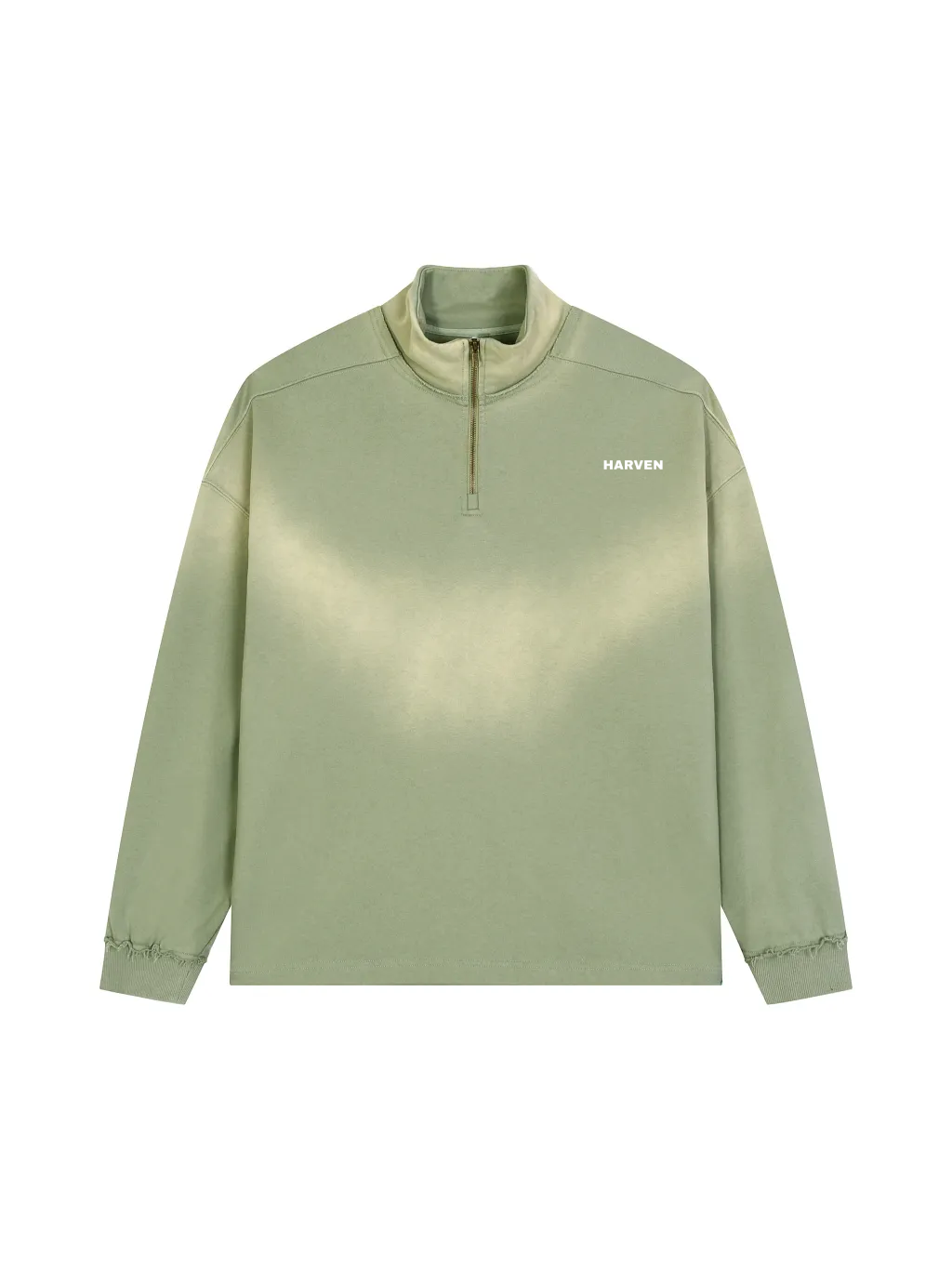 Faded Raw Edge Quarter-Zip