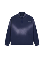 Faded Raw Edge Quarter-Zip
