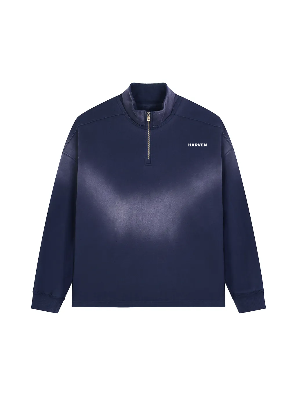 Faded Raw Edge Quarter-Zip