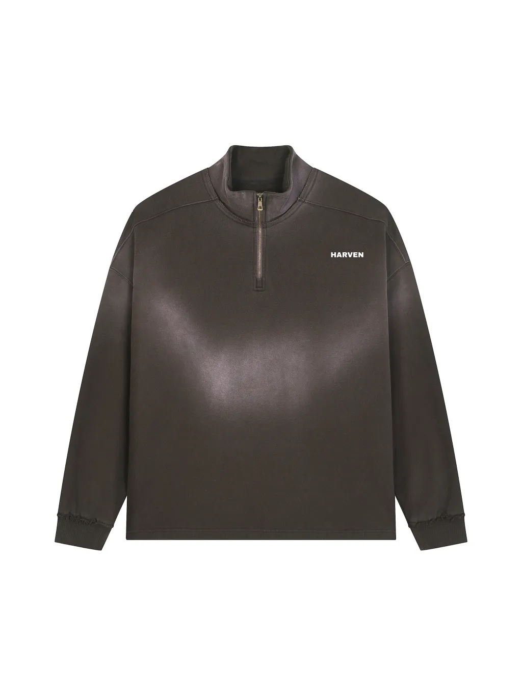 Faded Raw Edge Quarter-Zip