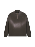 Faded Raw Edge Quarter-Zip